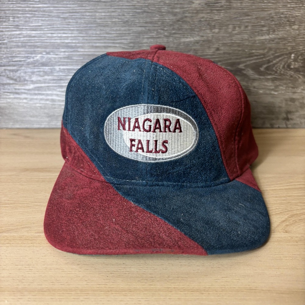 Vintage Niagara Falls Hat Cap Snap Back Suede Patch Embroidered Mens 90s